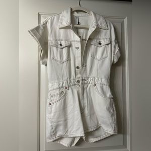 Zara White Denim Romper